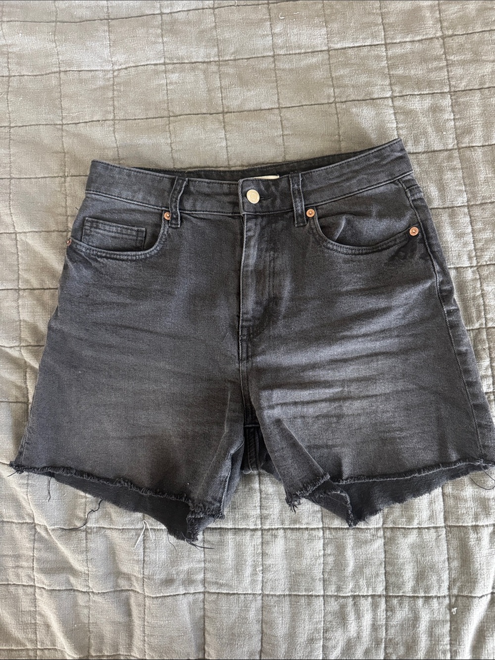 H&M Black Raw-Hem Denim Shorts